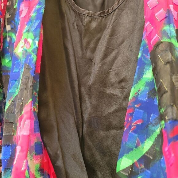 Teddi womens plus size 2x vintage 80's floral poppy bright neon black geometric - Picture 6 of 7